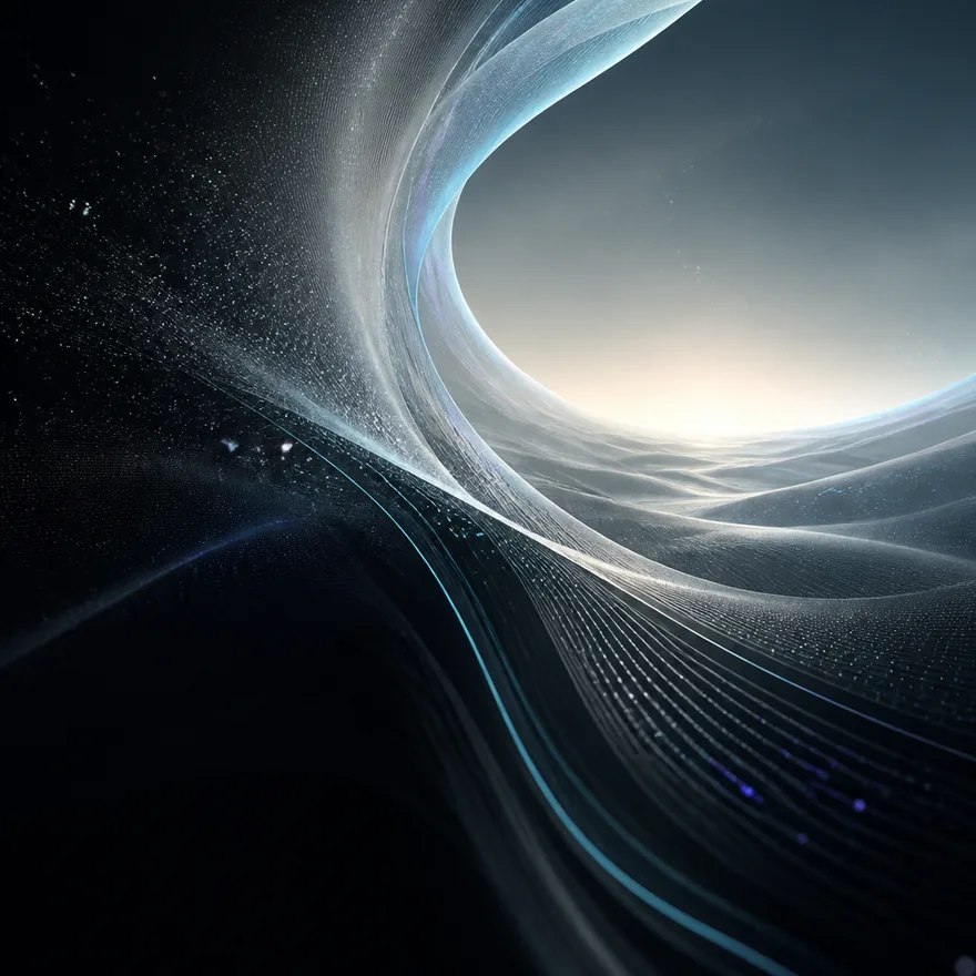 A quiet field of drifting light against near-black.